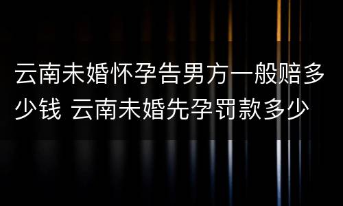 云南未婚怀孕告男方一般赔多少钱 云南未婚先孕罚款多少