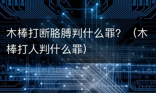 木棒打断胳膊判什么罪？（木棒打人判什么罪）