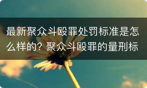 最新聚众斗殴罪处罚标准是怎么样的? 聚众斗殴罪的量刑标准