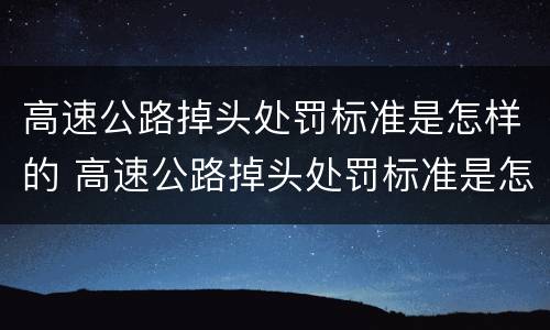 高速公路掉头处罚标准是怎样的 高速公路掉头处罚标准是怎样的呢