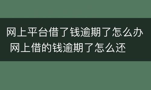 网上平台借了钱逾期了怎么办 网上借的钱逾期了怎么还