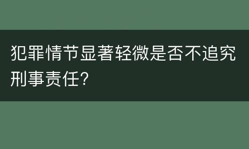 犯罪情节显著轻微是否不追究刑事责任?