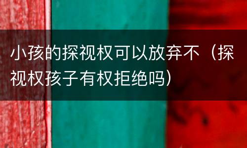 小孩的探视权可以放弃不（探视权孩子有权拒绝吗）