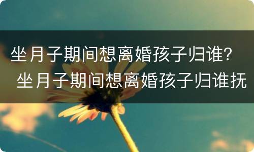 坐月子期间想离婚孩子归谁？ 坐月子期间想离婚孩子归谁抚养