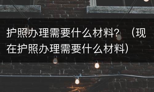 护照办理需要什么材料？（现在护照办理需要什么材料）