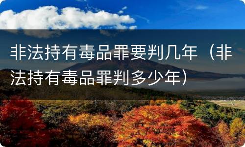 非法持有毒品罪要判几年（非法持有毒品罪判多少年）