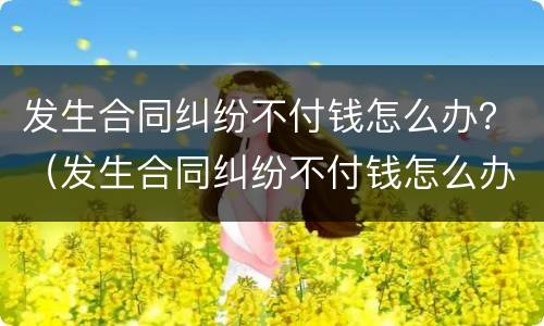 发生合同纠纷不付钱怎么办？（发生合同纠纷不付钱怎么办理）