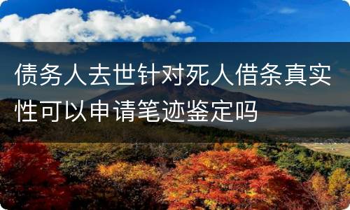债务人去世针对死人借条真实性可以申请笔迹鉴定吗