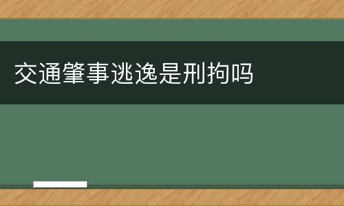 交通肇事逃逸是刑拘吗