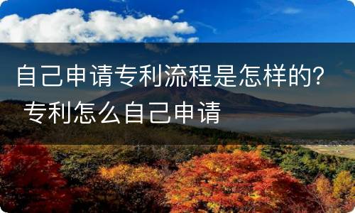 自己申请专利流程是怎样的？ 专利怎么自己申请