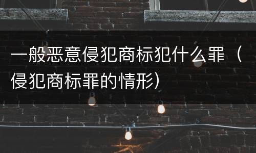 一般恶意侵犯商标犯什么罪（侵犯商标罪的情形）