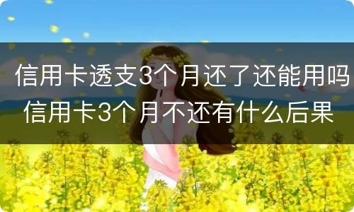 信用卡透支3个月还了还能用吗 信用卡3个月不还有什么后果