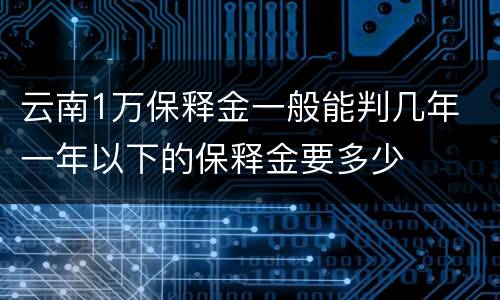 云南1万保释金一般能判几年 一年以下的保释金要多少