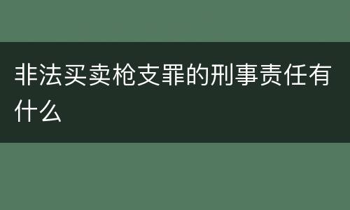 非法买卖枪支罪的刑事责任有什么
