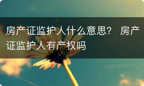 房产证监护人什么意思？ 房产证监护人有产权吗