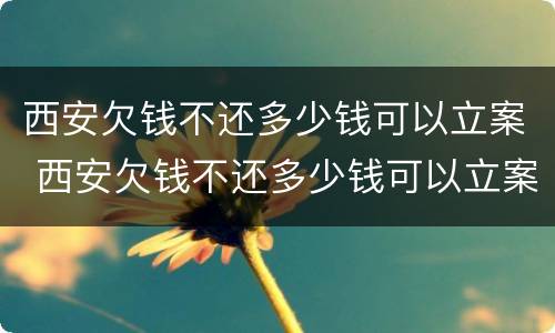 西安欠钱不还多少钱可以立案 西安欠钱不还多少钱可以立案起诉