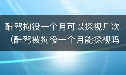 醉驾拘役一个月可以探视几次（醉驾被拘役一个月能探视吗）