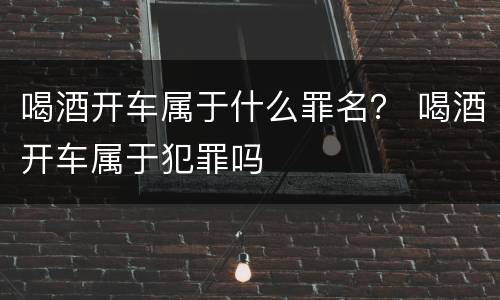 喝酒开车属于什么罪名？ 喝酒开车属于犯罪吗