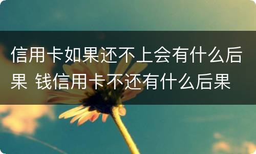 信用卡如果还不上会有什么后果 钱信用卡不还有什么后果