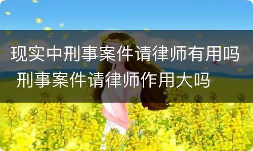 现实中刑事案件请律师有用吗 刑事案件请律师作用大吗