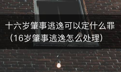 十六岁肇事逃逸可以定什么罪（16岁肇事逃逸怎么处理）