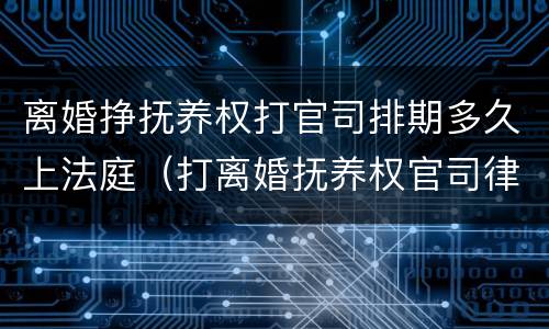 离婚挣抚养权打官司排期多久上法庭（打离婚抚养权官司律师怎么收费）