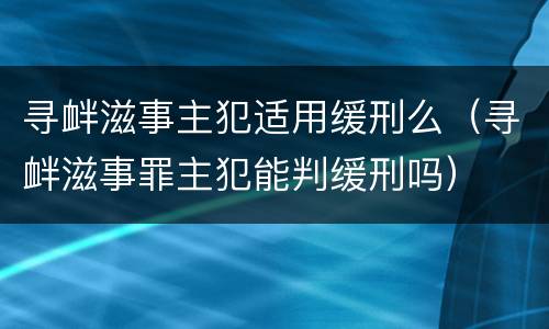 寻衅滋事主犯适用缓刑么（寻衅滋事罪主犯能判缓刑吗）