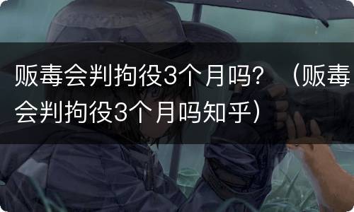 贩毒会判拘役3个月吗？（贩毒会判拘役3个月吗知乎）
