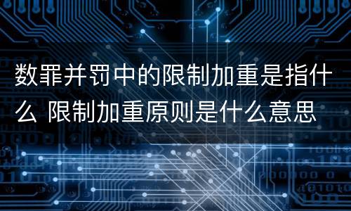数罪并罚中的限制加重是指什么 限制加重原则是什么意思