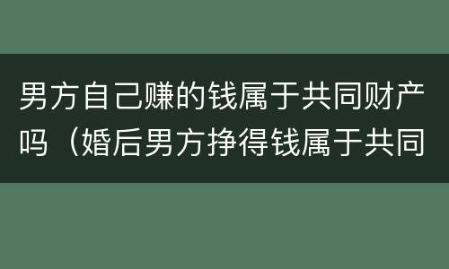 男方自己赚的钱属于共同财产吗（婚后男方挣得钱属于共同财产吗）