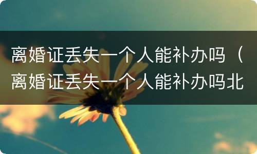 离婚证丢失一个人能补办吗（离婚证丢失一个人能补办吗北京）