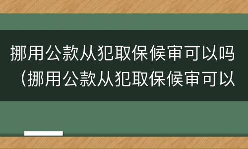 挪用公款从犯取保候审可以吗（挪用公款从犯取保候审可以吗判几年）