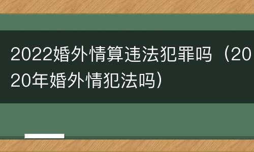 2022婚外情算违法犯罪吗（2020年婚外情犯法吗）