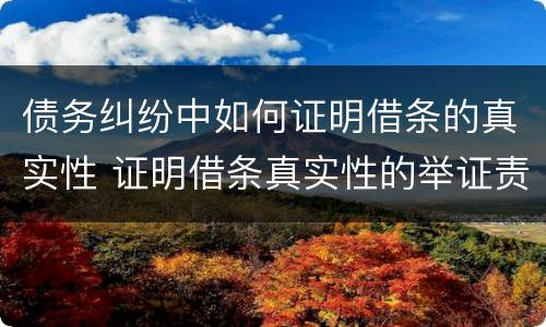 债务纠纷中如何证明借条的真实性 证明借条真实性的举证责任