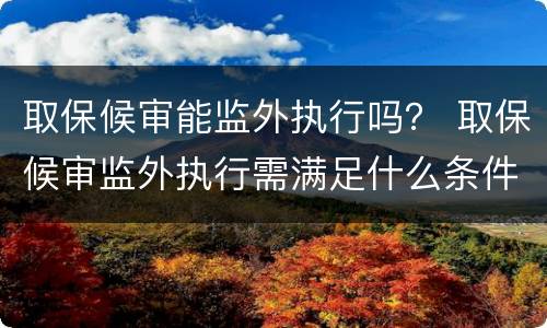取保候审能监外执行吗？ 取保候审监外执行需满足什么条件