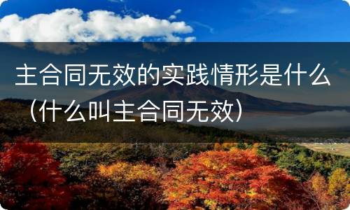 主合同无效的实践情形是什么（什么叫主合同无效）