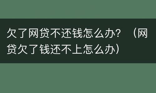 欠了网贷不还钱怎么办？（网贷欠了钱还不上怎么办）