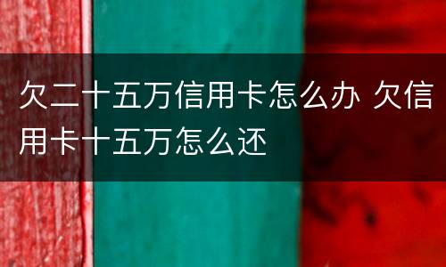 欠二十五万信用卡怎么办 欠信用卡十五万怎么还