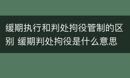 缓期执行和判处拘役管制的区别 缓期判处拘役是什么意思