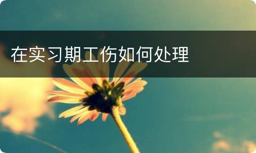 在实习期工伤如何处理