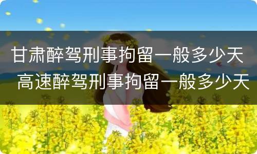 甘肃醉驾刑事拘留一般多少天 高速醉驾刑事拘留一般多少天