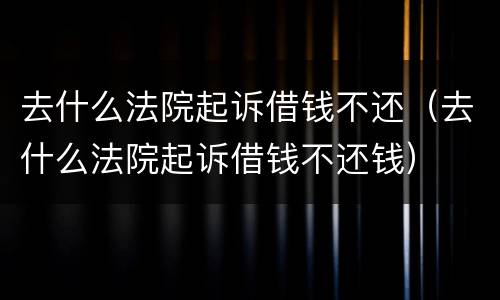 去什么法院起诉借钱不还（去什么法院起诉借钱不还钱）