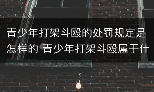 青少年打架斗殴的处罚规定是怎样的 青少年打架斗殴属于什么行为