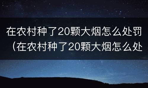 在农村种了20颗大烟怎么处罚（在农村种了20颗大烟怎么处罚的）
