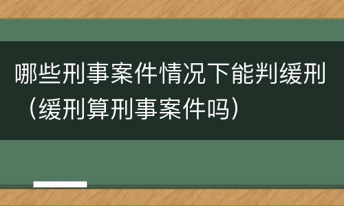 哪些刑事案件情况下能判缓刑（缓刑算刑事案件吗）