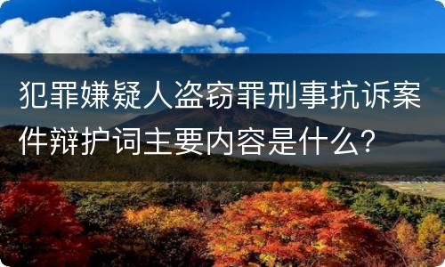 犯罪嫌疑人盗窃罪刑事抗诉案件辩护词主要内容是什么？