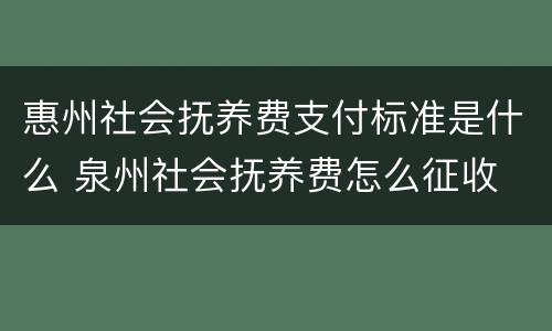 惠州社会抚养费支付标准是什么 泉州社会抚养费怎么征收