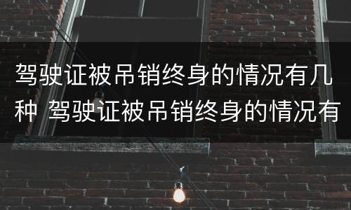 驾驶证被吊销终身的情况有几种 驾驶证被吊销终身的情况有几种形式