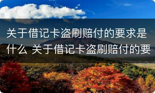 关于借记卡盗刷赔付的要求是什么 关于借记卡盗刷赔付的要求是什么意思
