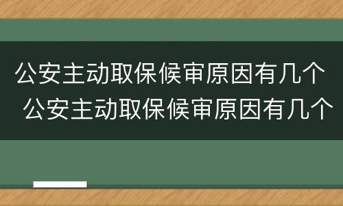 公安主动取保候审原因有几个 公安主动取保候审原因有几个阶段